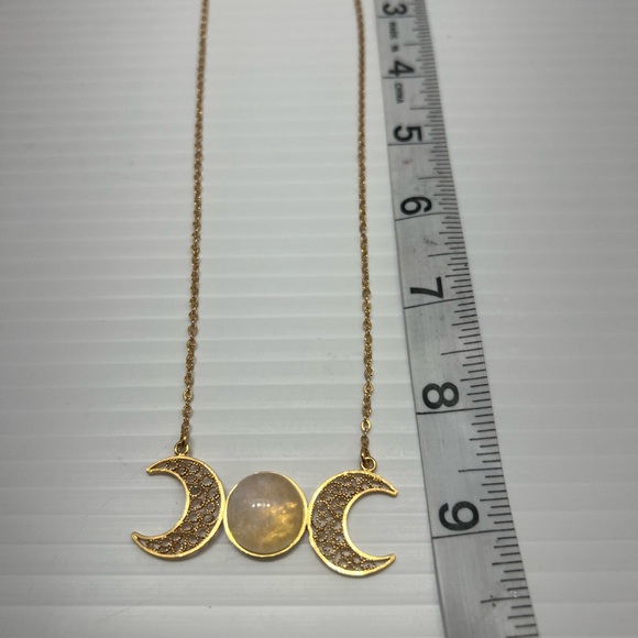 Gold Moonstone Necklace with Filigree Charms - Picture 8 of 14